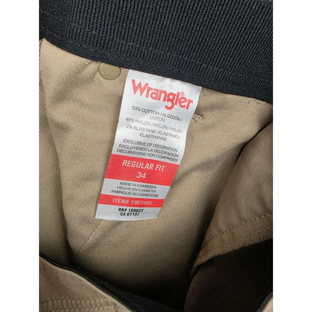 Wrangler Regular Fit Shorts Mens 34 Khaki Tan Stretch Cargo Utility 1967460